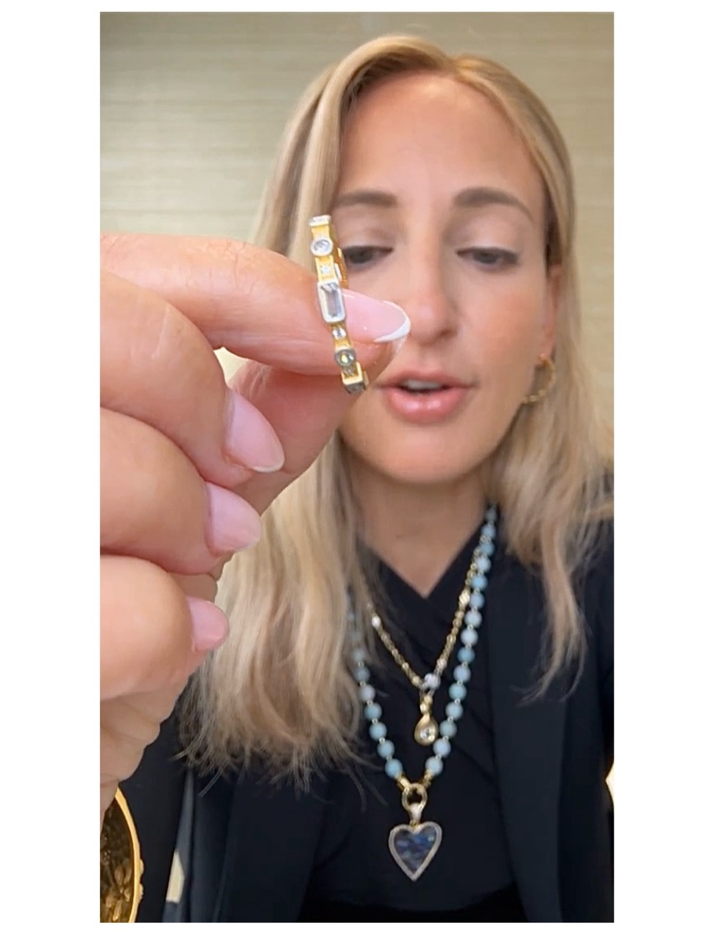 Freida Rothman Sterling Silver & Matte Gold Bezel Set Rectangular Stacking Ring - Picture 5 of 11